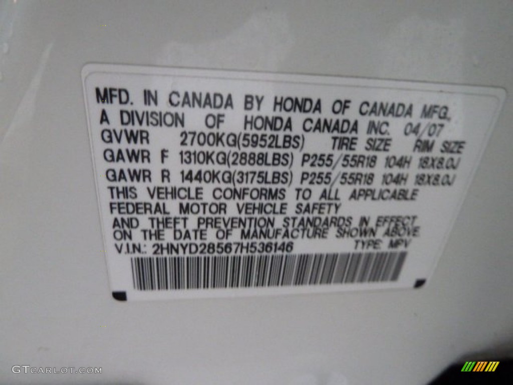 2007 MDX Sport - Aspen White Pearl / Parchment photo #14