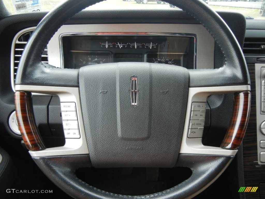 2009 Lincoln Navigator L Charcoal Black Steering Wheel Photo #59751041