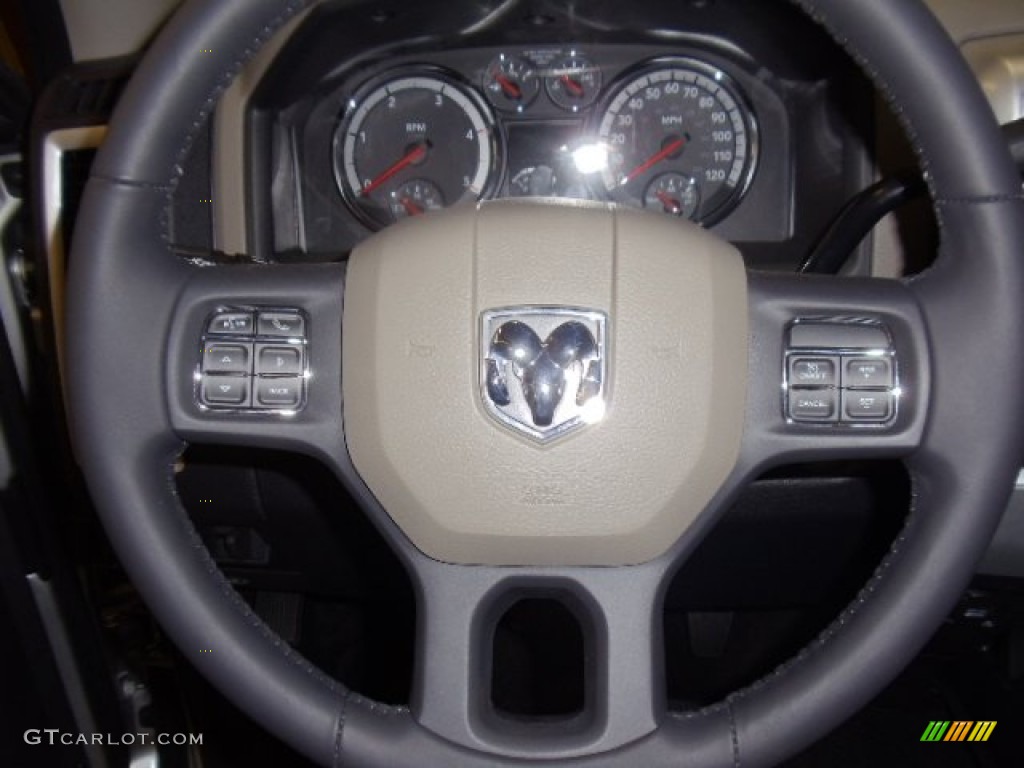 2012 Dodge Ram 3500 HD SLT Outdoorsman Crew Cab 4x4 Dark Slate/Medium Graystone Steering Wheel Photo #59752694