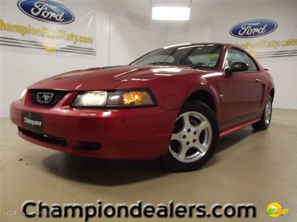 2002 Mustang V6 Coupe - Laser Red Metallic / Medium Graphite photo #1