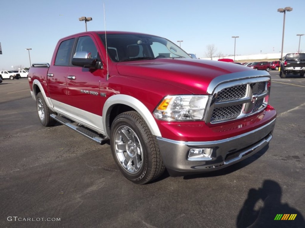 Deep Cherry Red Crystal Pearl 2012 Dodge Ram 1500 Laramie Crew Cab 4x4 Exterior Photo #59754239