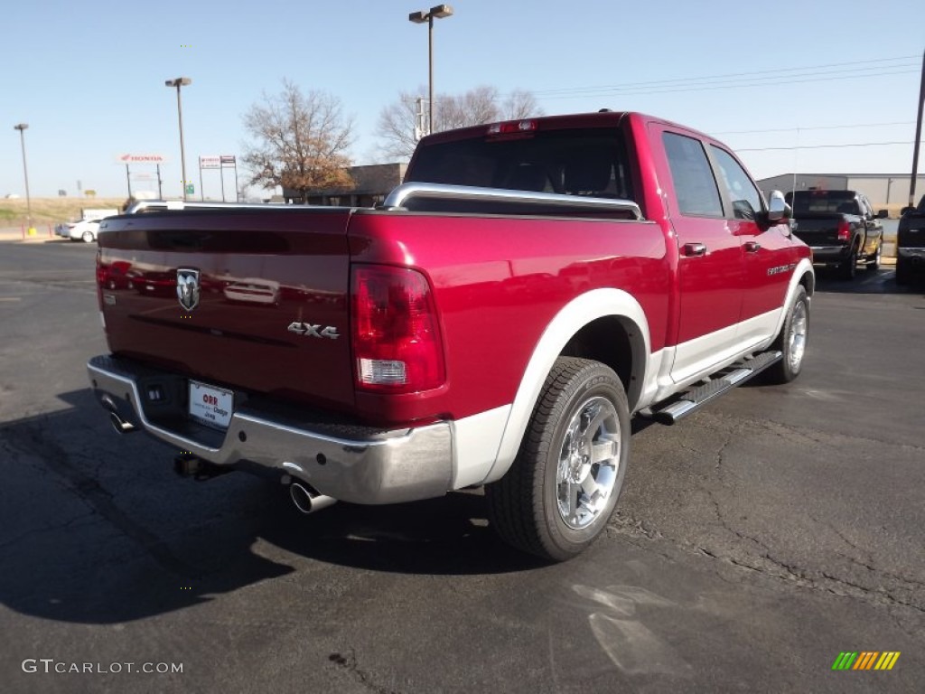 2012 Ram 1500 Laramie Crew Cab 4x4 - Deep Cherry Red Crystal Pearl / Light Pebble Beige/Bark Brown photo #5