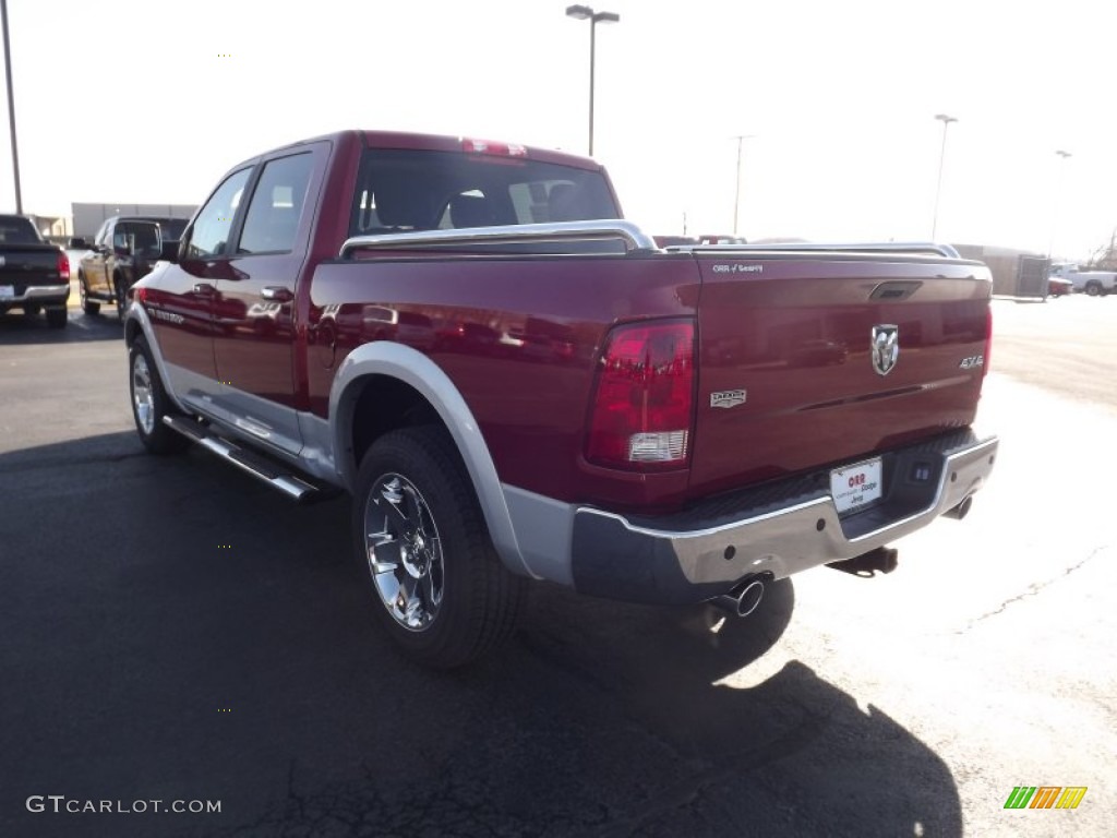 2012 Ram 1500 Laramie Crew Cab 4x4 - Deep Cherry Red Crystal Pearl / Light Pebble Beige/Bark Brown photo #7