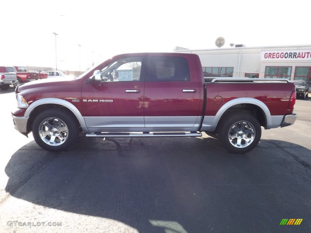 2012 Ram 1500 Laramie Crew Cab 4x4 - Deep Cherry Red Crystal Pearl / Light Pebble Beige/Bark Brown photo #8