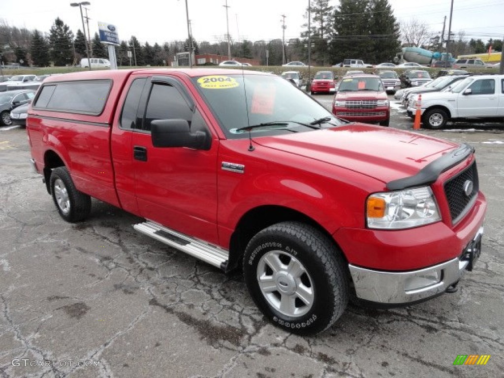 2004 F150 XLT Regular Cab 4x4 - Bright Red / Dark Flint photo #7