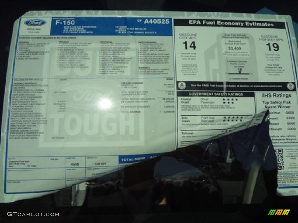 2012 Ford F150 FX4 SuperCrew 4x4 Window Sticker Photo #59756432