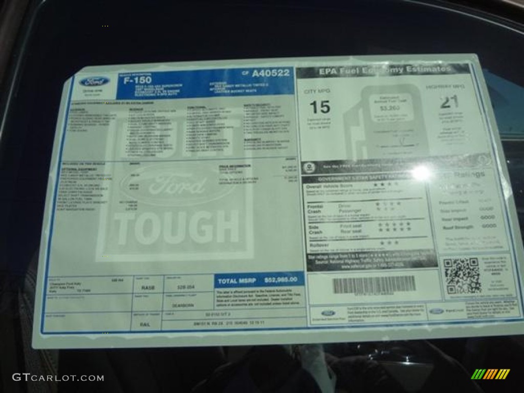 2012 Ford F150 Platinum SuperCrew 4x4 Window Sticker Photo #59756738