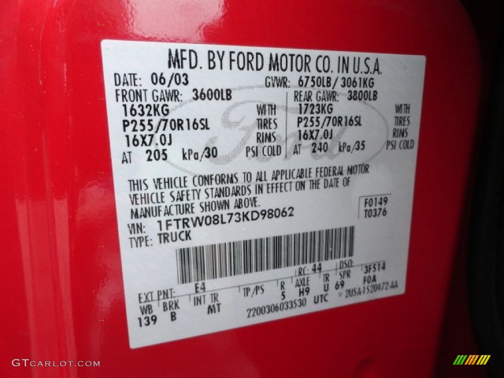 2003 F150 XLT SuperCrew 4x4 - Bright Red / Medium Graphite Grey photo #16