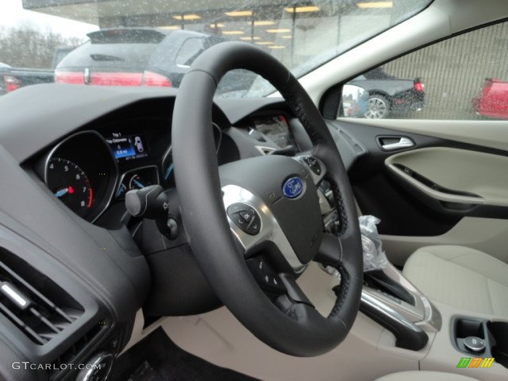 2012 Ford Focus SEL Sedan Stone Steering Wheel Photo #59759750