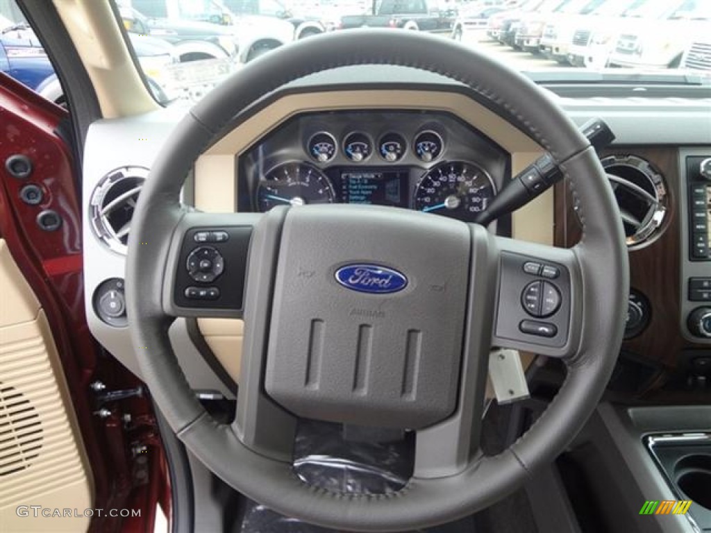 2012 Ford F250 Super Duty Lariat Crew Cab 4x4 Adobe Steering Wheel Photo #59760050