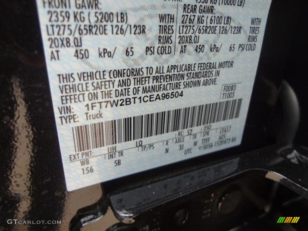 2012 F250 Super Duty Color Code UH for Tuxedo Black Metallic Photo #59760464