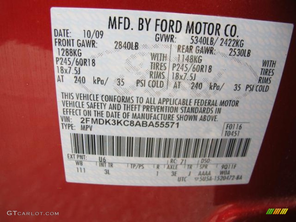 2010 Edge Color Code U6 for Red Candy Metallic Photo #59761595