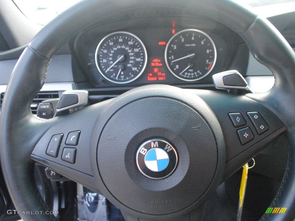 2009 BMW 5 Series 535i Sedan Black Steering Wheel Photo #59766671