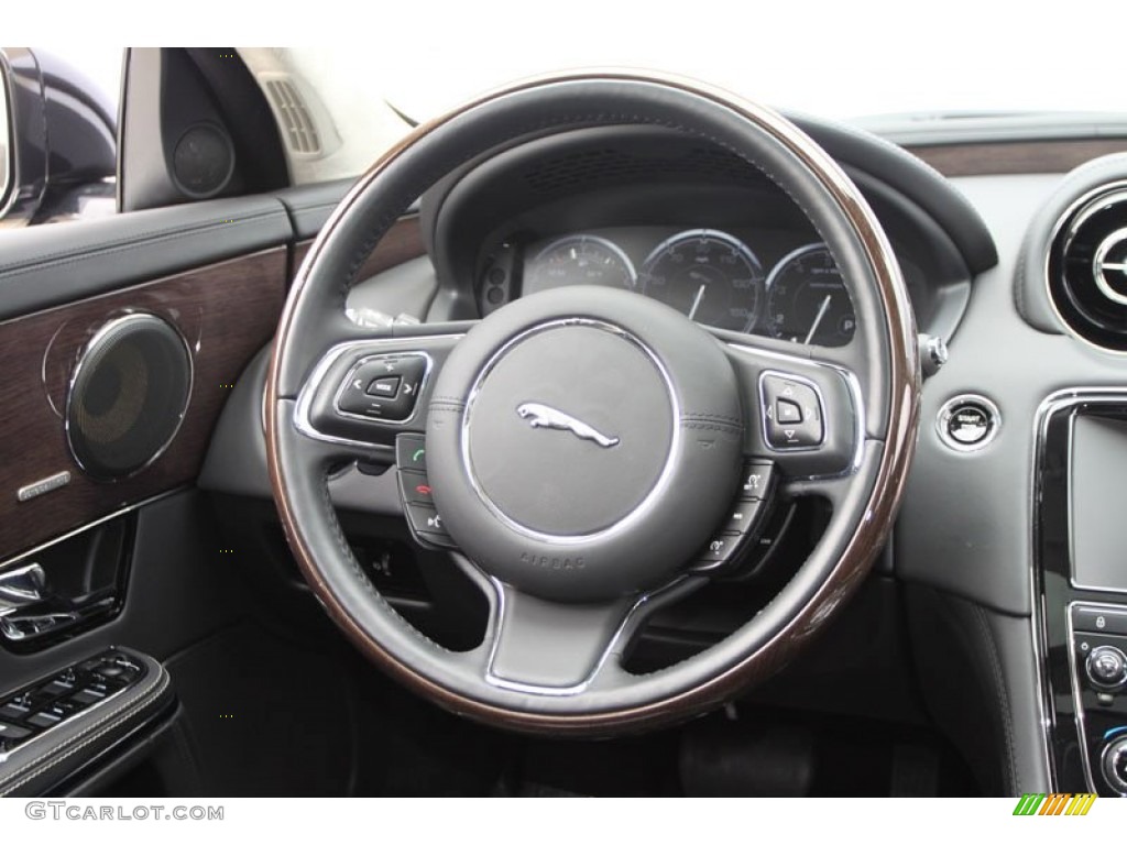 2011 Jaguar XJ XJ Supercharged Jet Black/Ivory Steering Wheel Photo #59767288