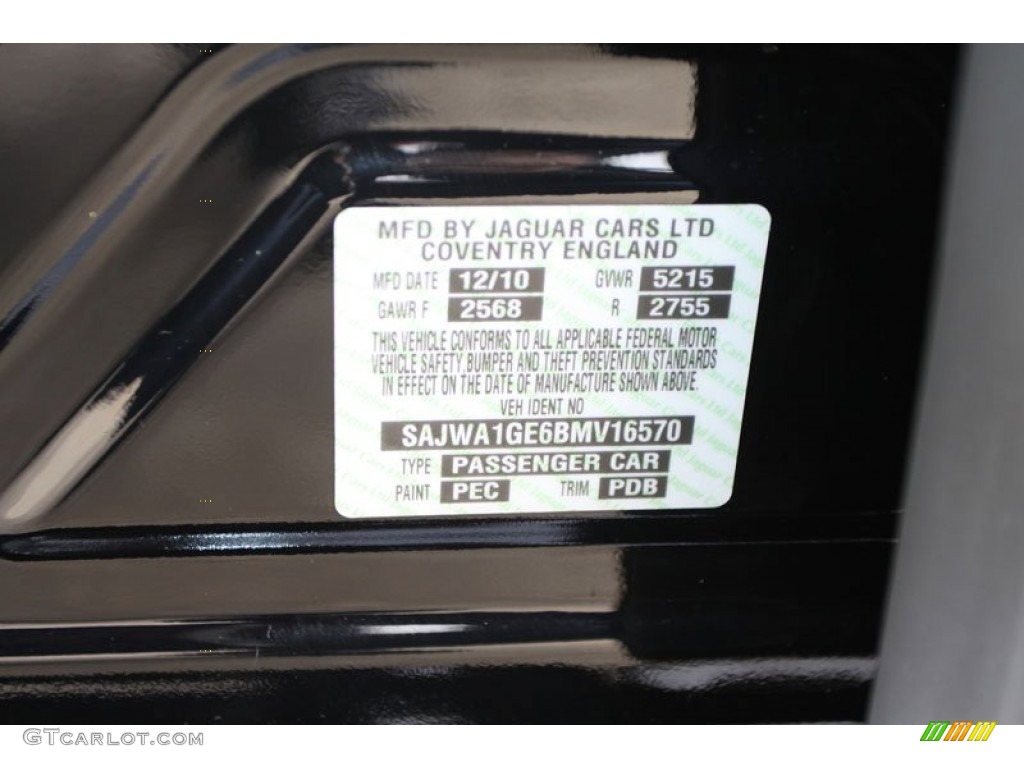 2011 XJ Color Code PEC for Ebony Black Photo #59767525