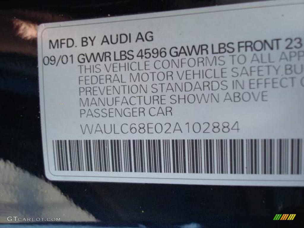 2002 A4 1.8T quattro Sedan - Ming Blue Pearl Effect / Grey photo #14