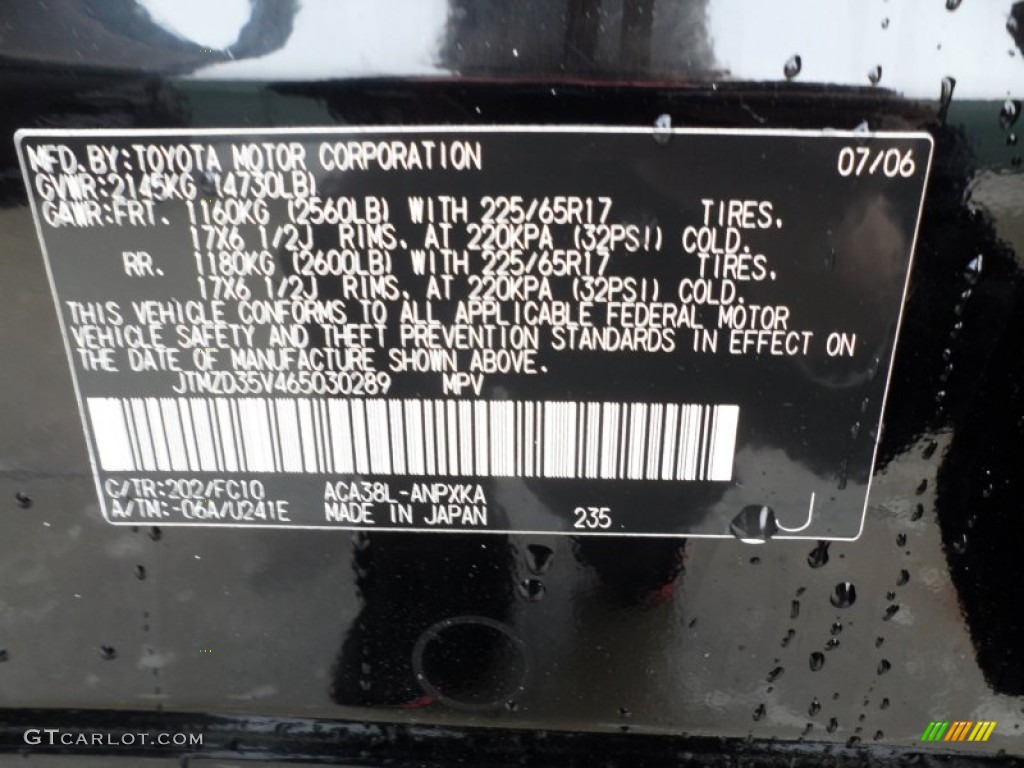 2006 RAV4 Color Code 202 for Black Photo #59769950