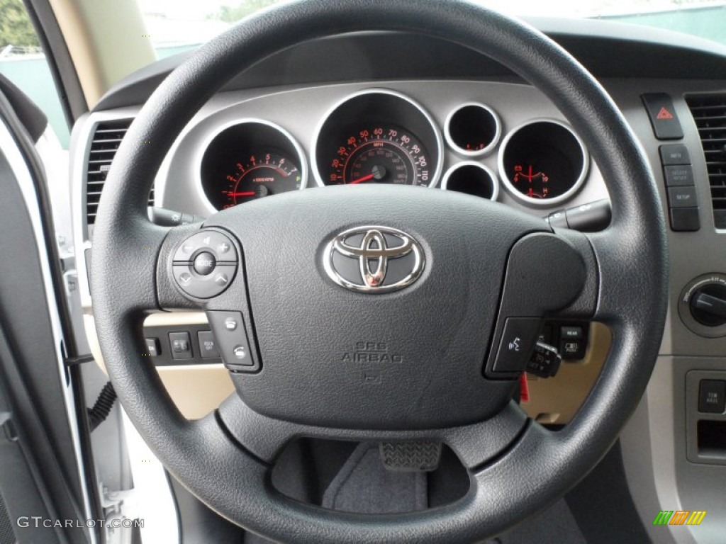 2012 Toyota Tundra SR5 Double Cab 4x4 Sand Beige Steering Wheel Photo #59771503