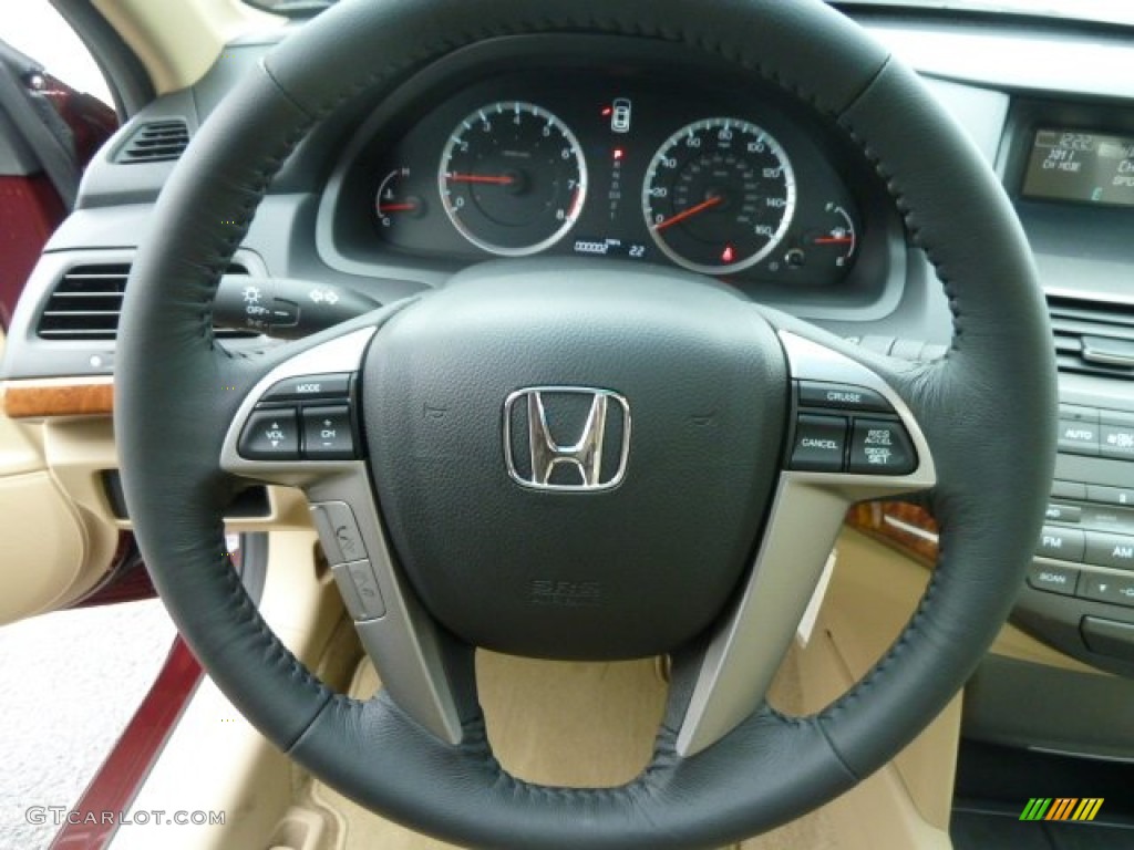 2012 Honda Accord EX-L Sedan Ivory Steering Wheel Photo #59774504