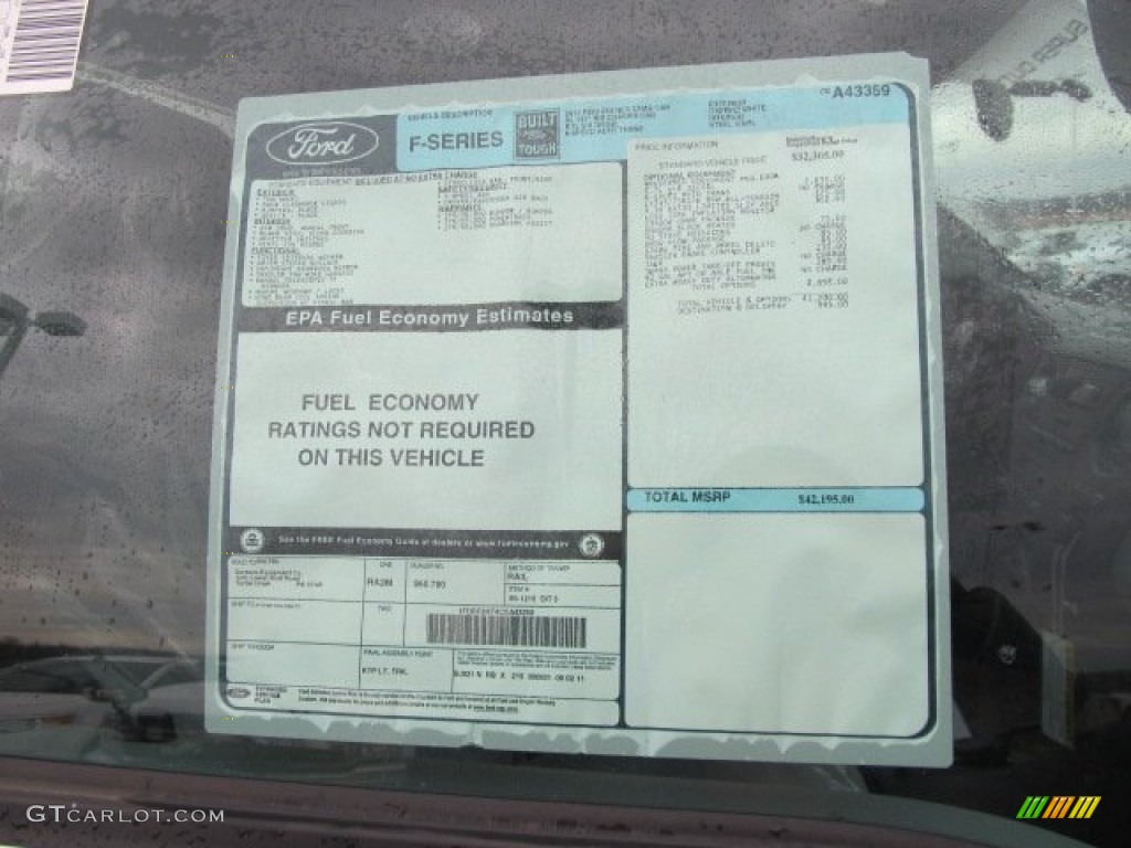 2012 Ford F350 Super Duty XL Regular Cab 4x4 Chassis Window Sticker Photo #59776211