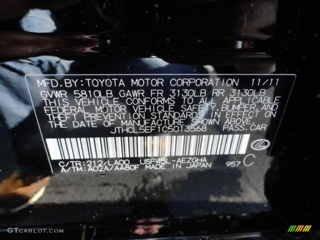 2012 LS Color Code 212 for Obsidian Black Photo #59776718