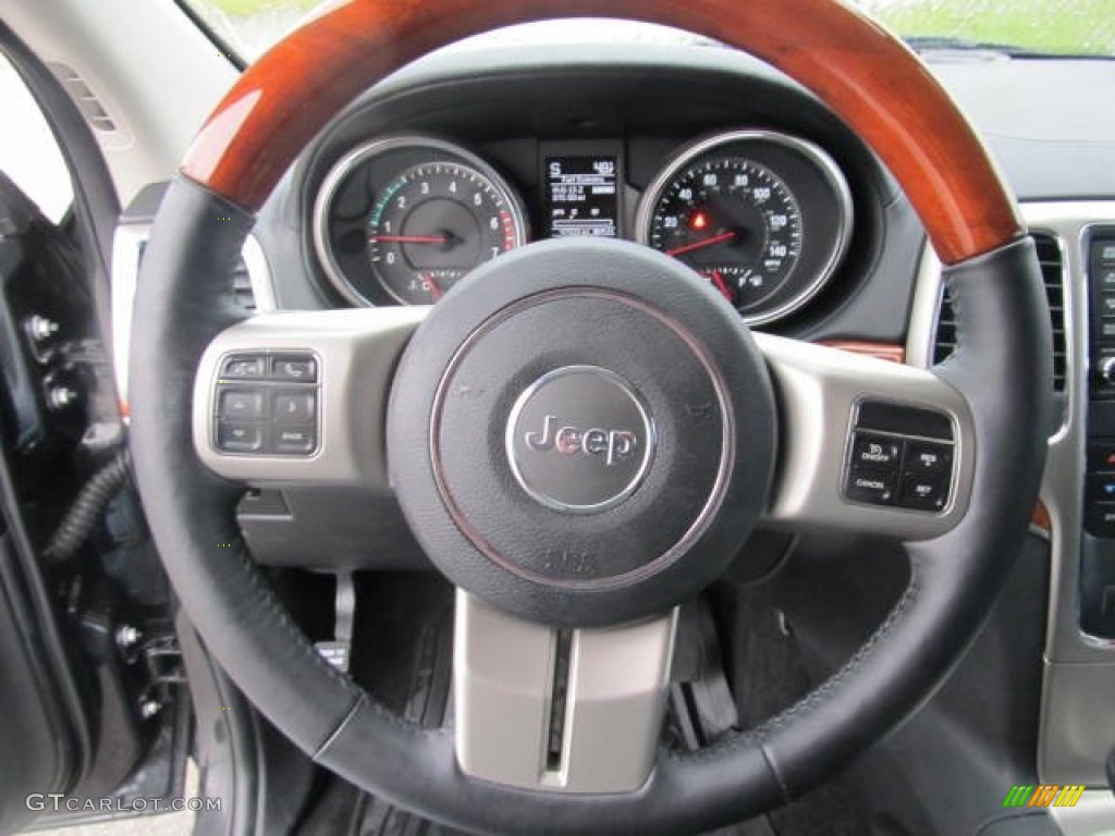 2011 Jeep Grand Cherokee Overland 4x4 Black Steering Wheel Photo #59781470