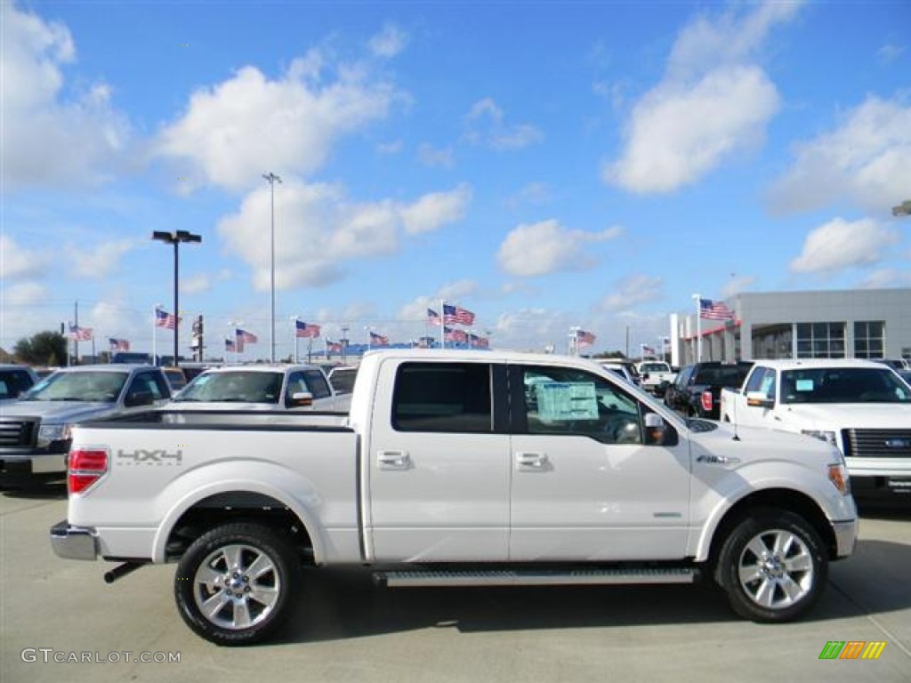 2012 F150 Lariat SuperCrew 4x4 - White Platinum Metallic Tri-Coat / Pale Adobe photo #4