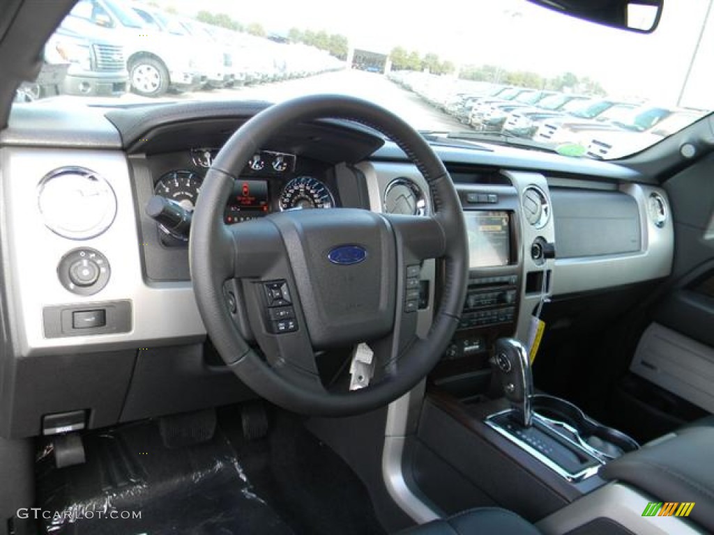 Black Interior 2012 Ford F150 Lariat SuperCrew 4x4 Photo #59788643