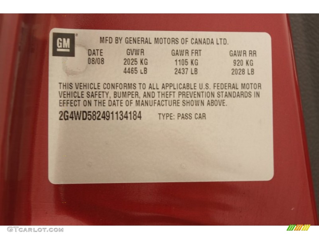 2009 Buick LaCrosse CXL Info Tag Photos