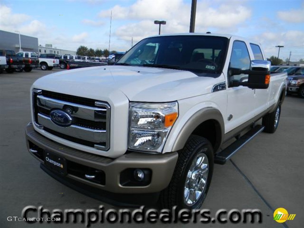 2012 F350 Super Duty King Ranch Crew Cab 4x4 - White Platinum Metallic Tri-Coat / Chaparral Leather photo #1