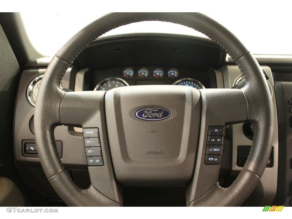2010 Ford F150 XLT SuperCrew 4x4 Medium Stone Steering Wheel Photo #59791038