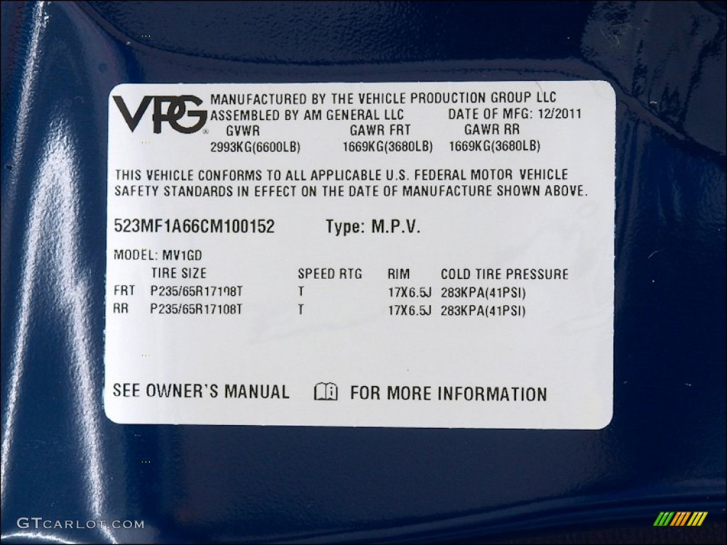 2012 VPG MV-1 DX Info Tag Photo #59791835
