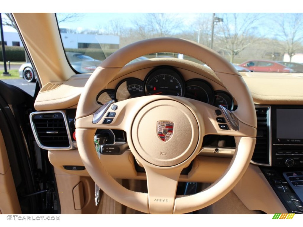 2012 Porsche Panamera 4 Luxor Beige Steering Wheel Photo #59798160