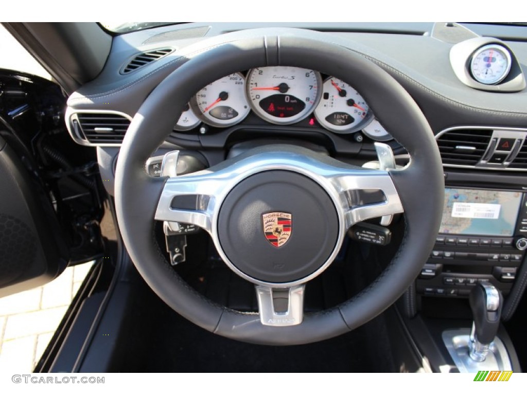 2012 Porsche 911 Turbo S Cabriolet Black Steering Wheel Photo #59799798