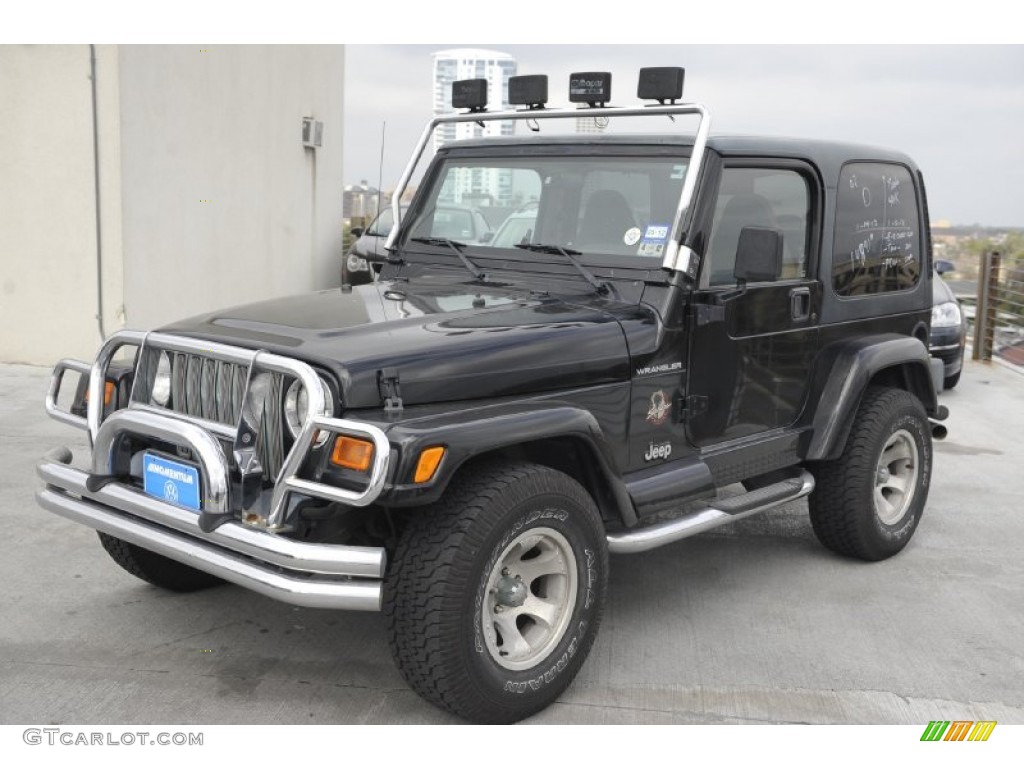 2002 Wrangler Sahara 4x4 - Black / Camel Beige/Dark Green photo #3