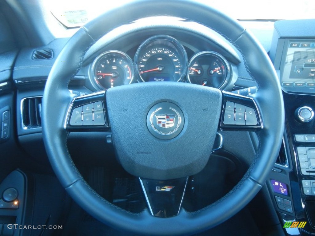 2011 Cadillac CTS -V Coupe Ebony Steering Wheel Photo #59803086