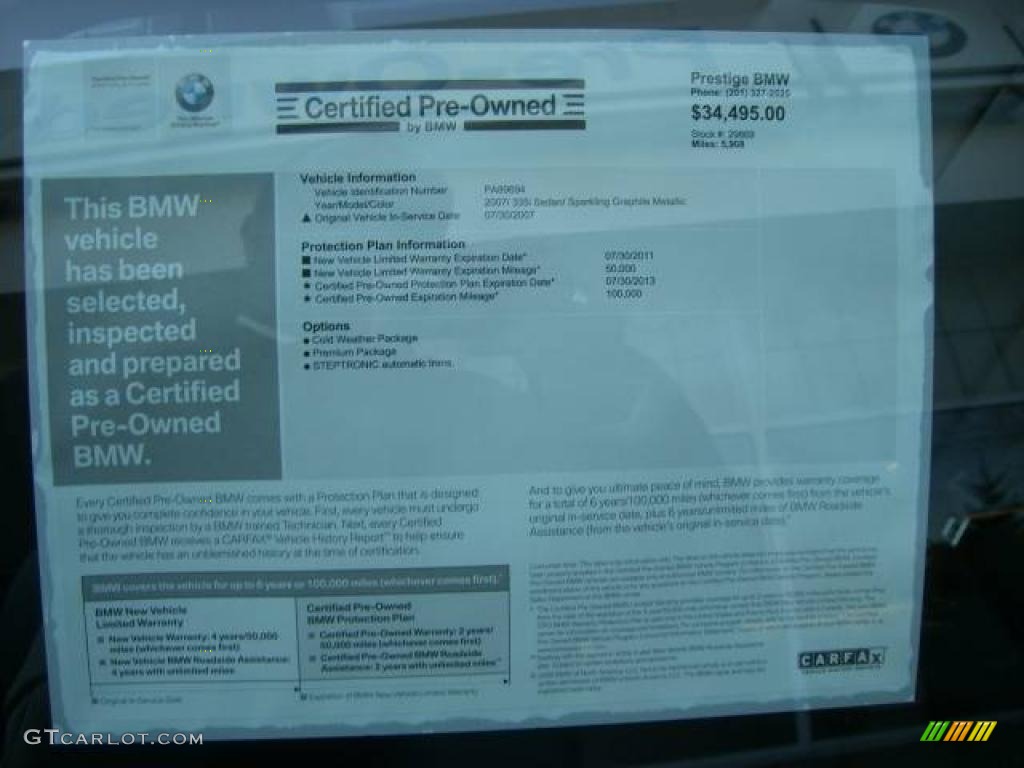 2007 3 Series 335i Sedan - Sparkling Graphite Metallic / Black photo #41