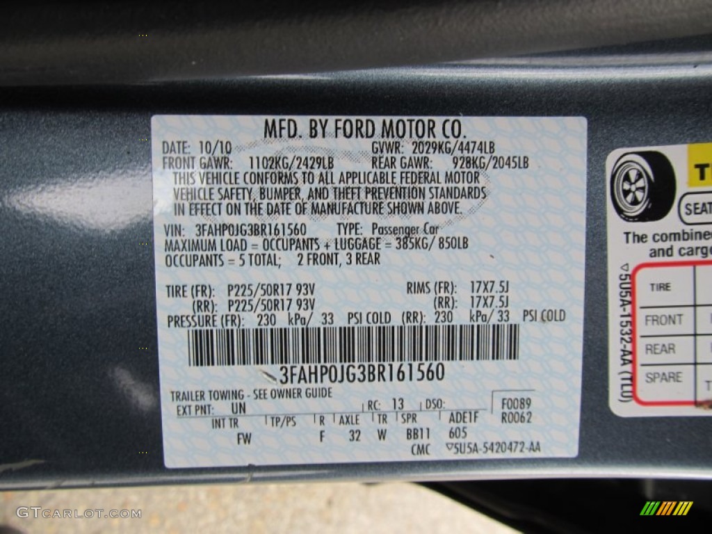 2011 Fusion Color Code UN for Steel Blue Metallic Photo #59804937