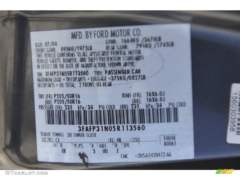 2005 Focus Color Code CX for Liquid Grey Metallic Photo #59805444