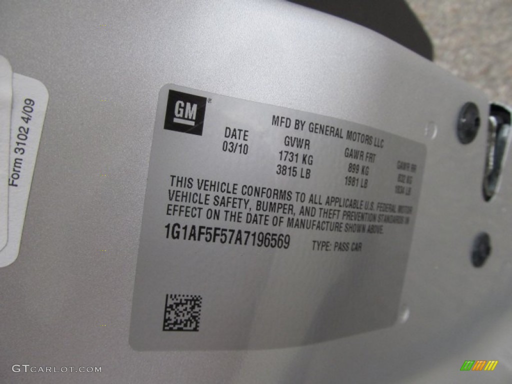 2010 Cobalt LT Sedan - Silver Ice Metallic / Ebony photo #19