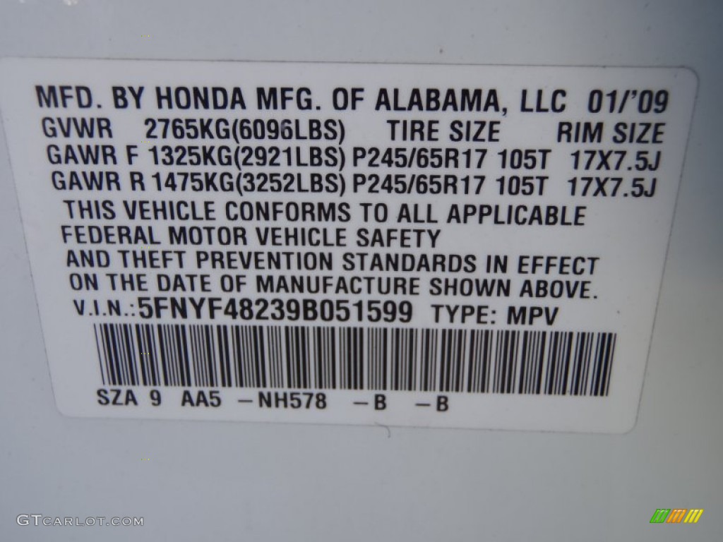 2009 Pilot LX 4WD - Taffeta White / Gray photo #22