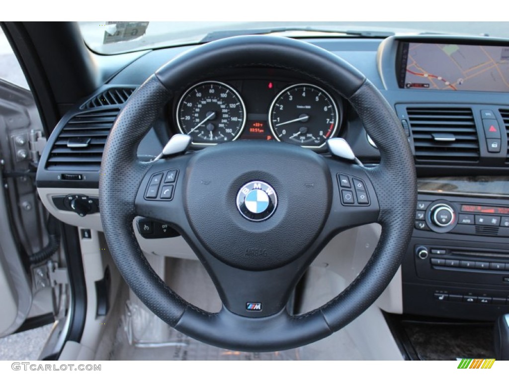2009 BMW 1 Series 135i Convertible Taupe Steering Wheel Photo #59817527