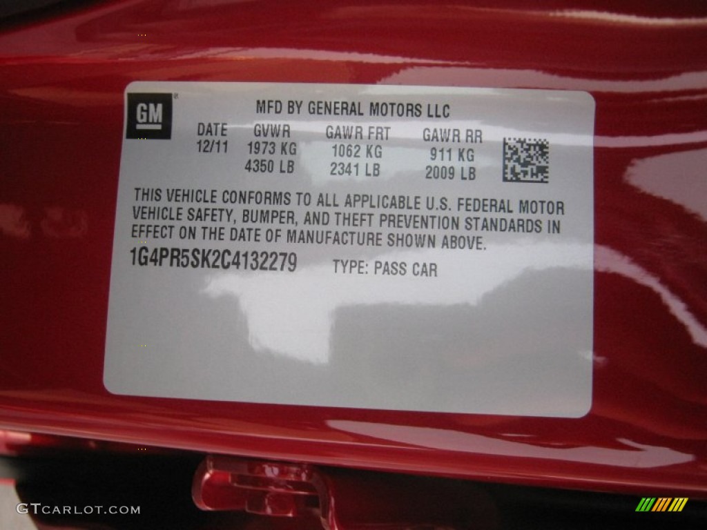 2012 Buick Verano FWD Info Tag Photo #59818271