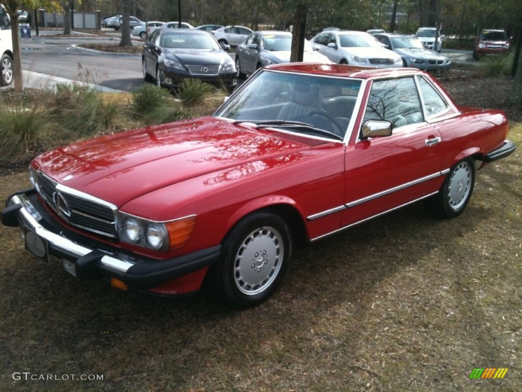 1988 SL Class 560 SL Roadster - Signal Red / Parchment photo #1