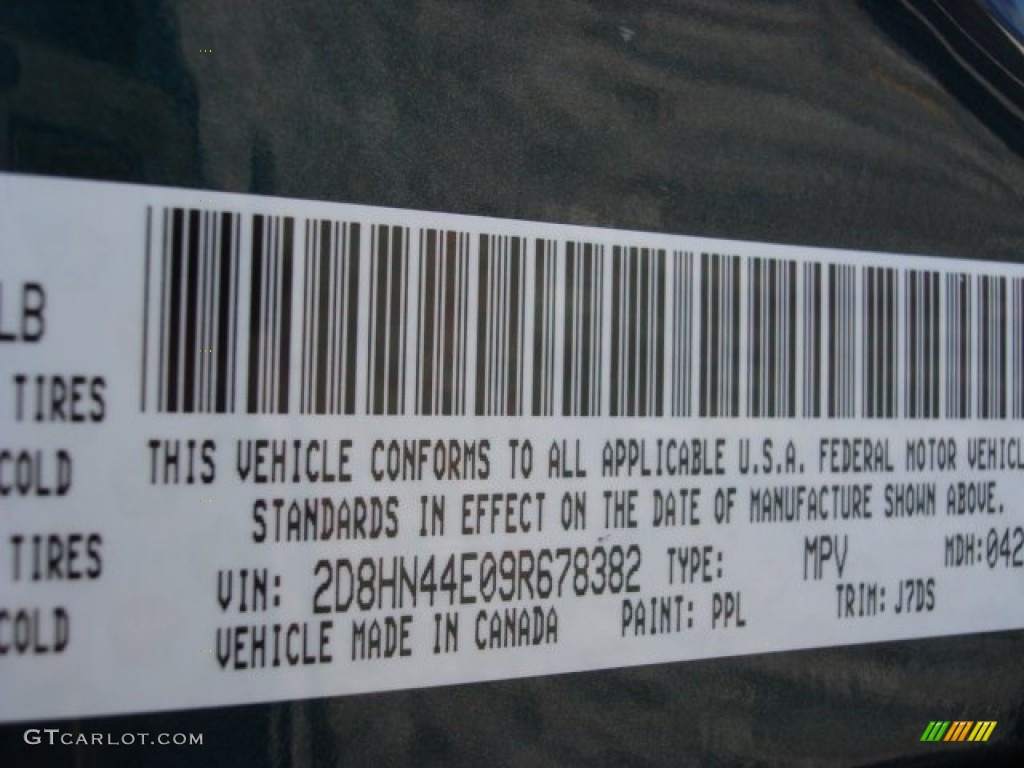 2009 Grand Caravan Color Code PPL for Melbourne Green Pearl Photo #59819207