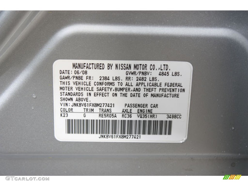 2008 G Color Code K23 for Liquid Platinum Silver Photo #59827265