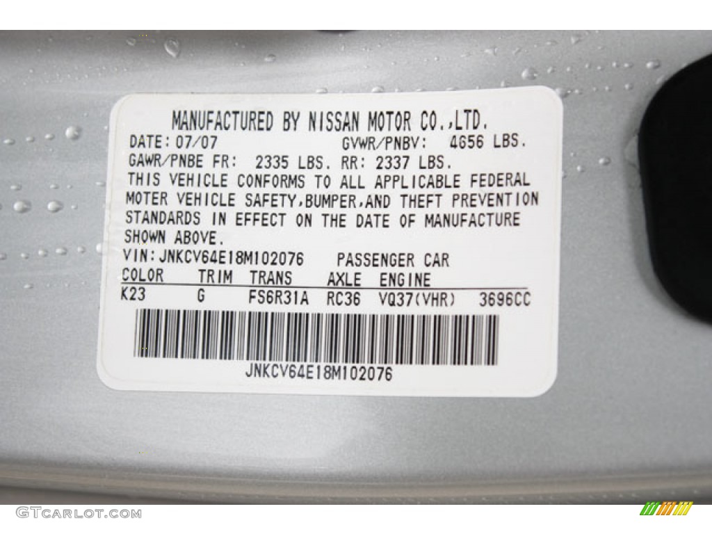 2008 G Color Code K23 for Liquid Platinum Silver Photo #59827496