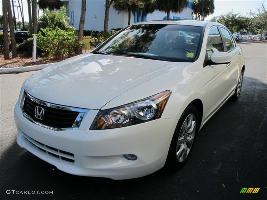 2008 Accord EX-L V6 Sedan - White Diamond Pearl / Ivory photo #7