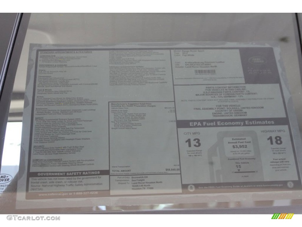 2012 Land Rover Range Rover Sport HSE LUX Window Sticker Photo #59837838