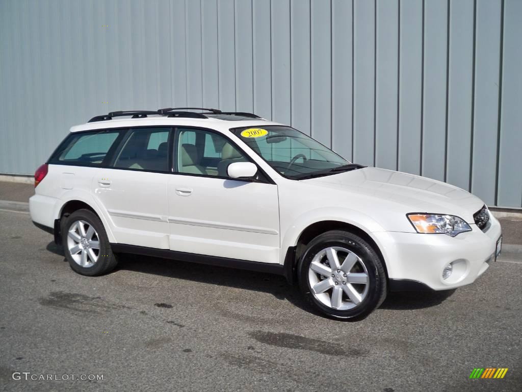 2007 Outback 2.5i Limited Wagon - Satin White Pearl / Taupe Leather photo #1